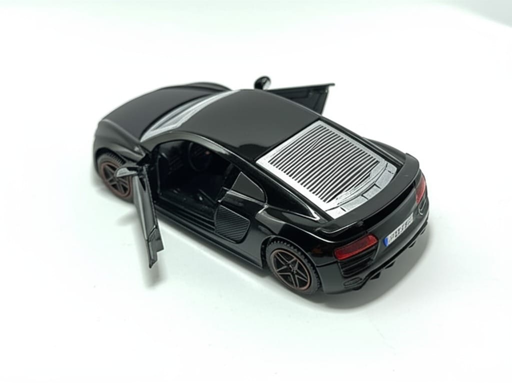 Trenditor™ Audi R8 Die-Cast Model Car (Black)- 1:43 Scale with Openable Doors