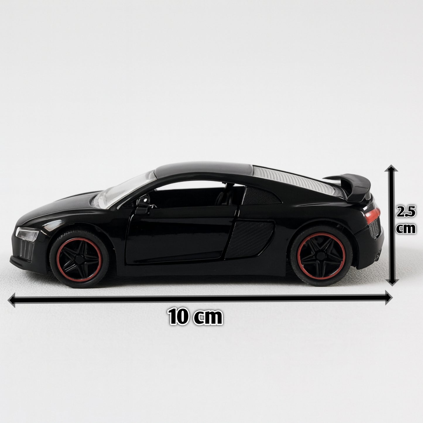 Trenditor™ Audi R8 Die-Cast Model Car (Black)- 1:43 Scale with Openable Doors
